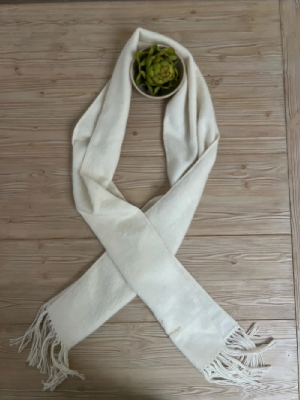 Alpaca Camargo Ivory Alpaca Scarf Fringe Embroidered Llama NWT 9 x 64